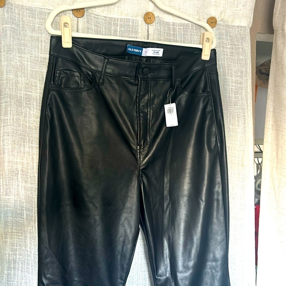 Old Navy Black Pleather Flare Pants